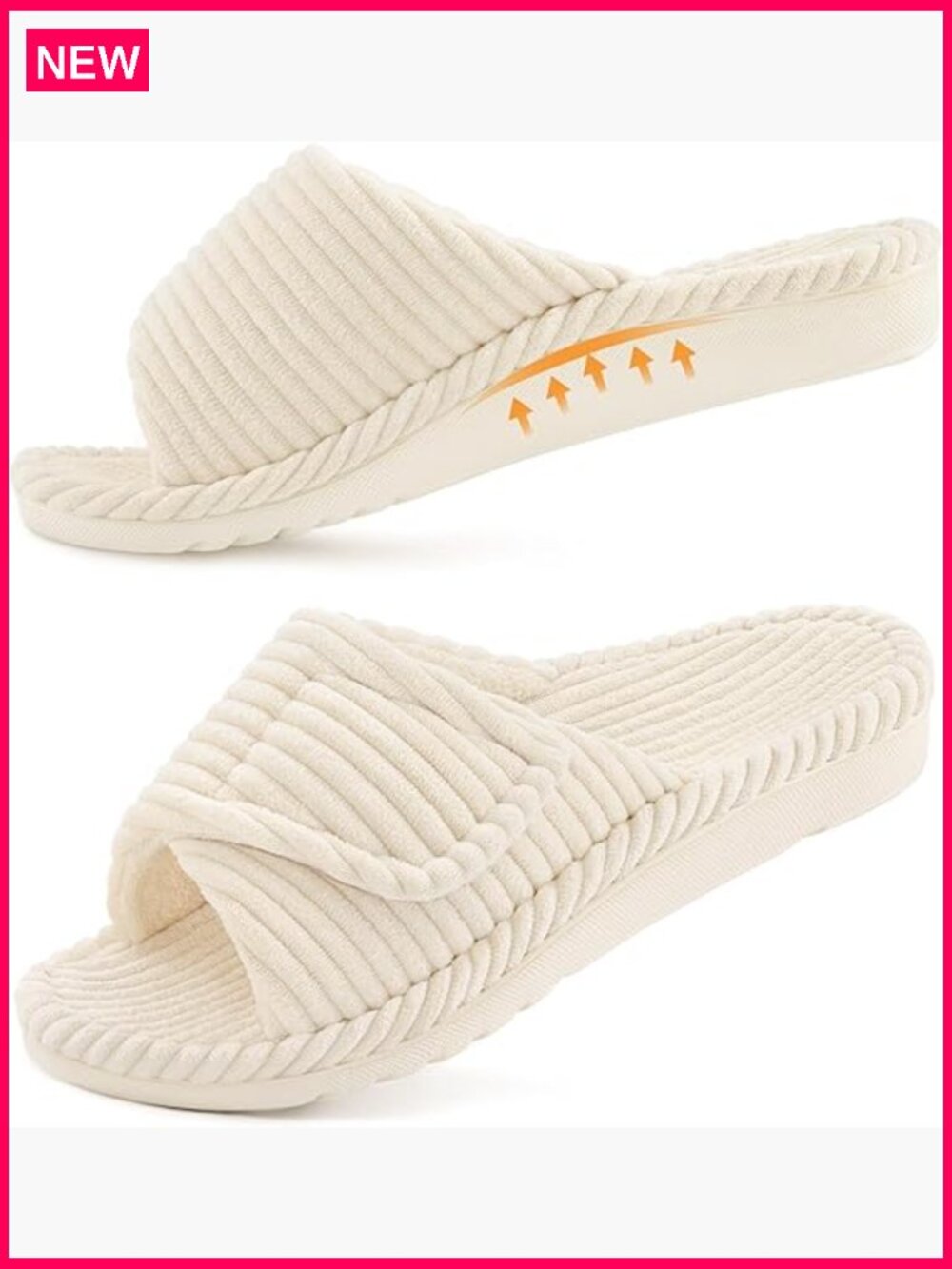 Orthopedic Slippers with Arch Support Adjustable Open Toe Memory Foam for